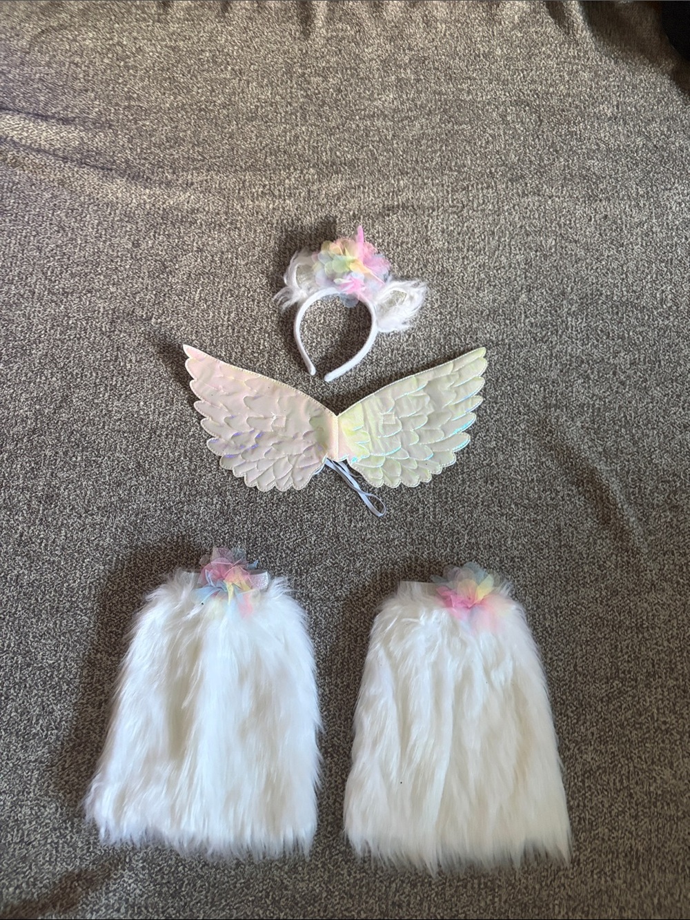 Unbranded White Iridescent unicorn Wings & Headband Kids Costume Set